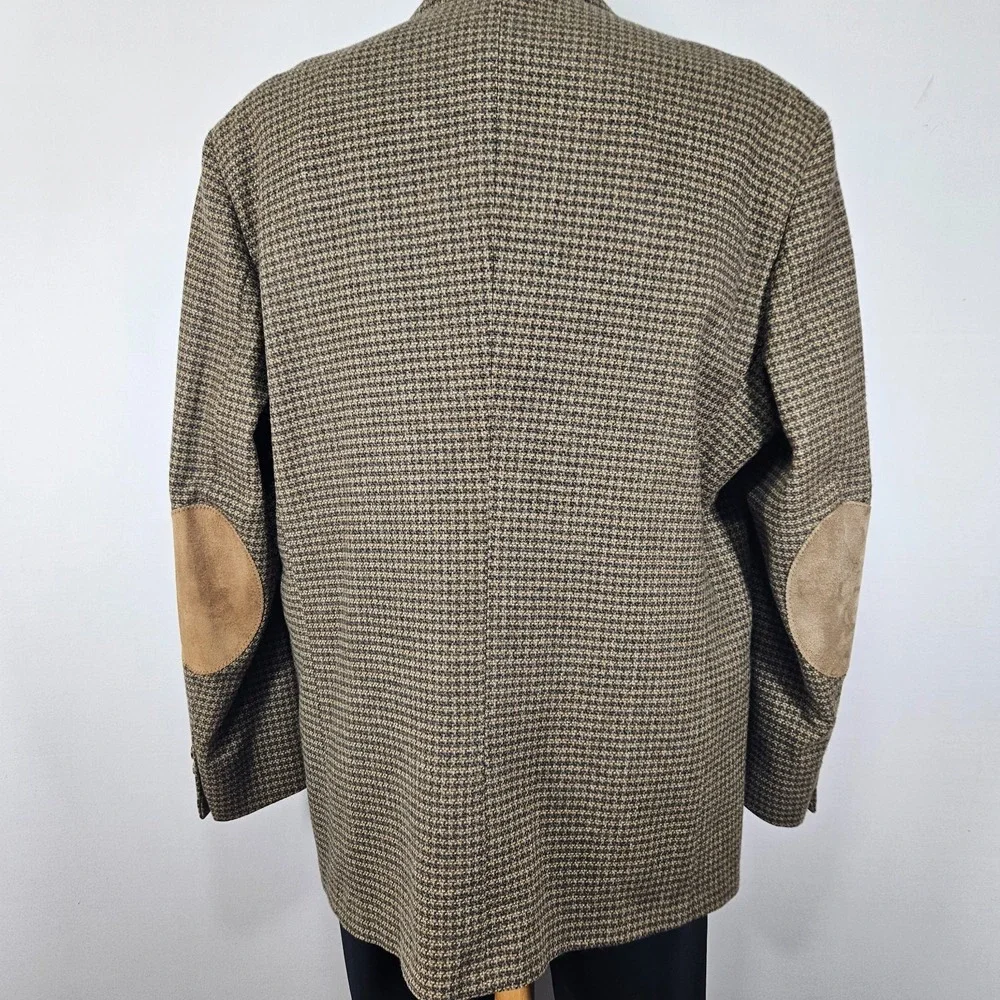 Stafford Men's Tweed Sport Coat Blazer‎ Three Button Brown Lambs Wool 48L